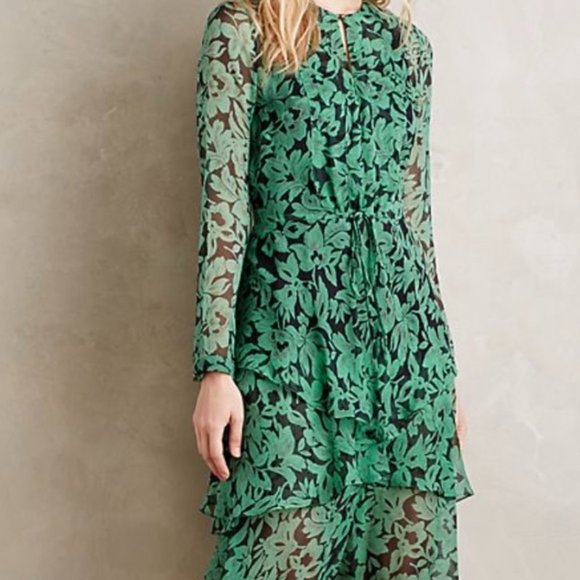 NWT Twelfth Street By Cynthia Vincent Meralda Silk Dress - Green - XS - Picture 5 of 6